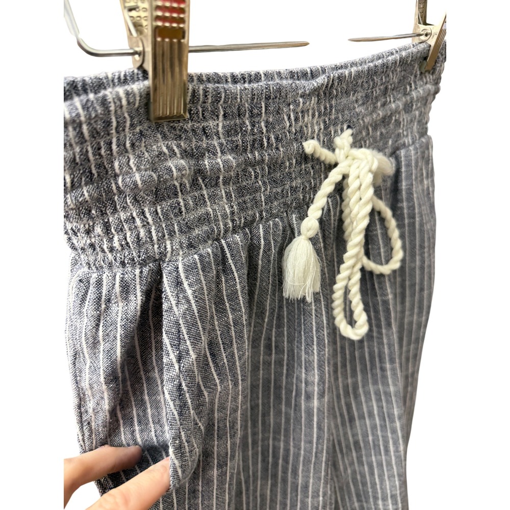 Aerie American Eagle Jogger Pants Women Small Blue Excellent Striped Linen Blend - Picture 4 of 9